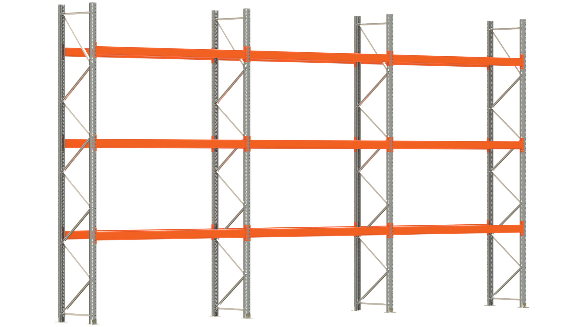 Palettenregal ARTUS - Breite 844 cm - Höhe 450 cm - Tiefe 80 cm - Fachlast 2910 kg - 24 Palettenstellplätze