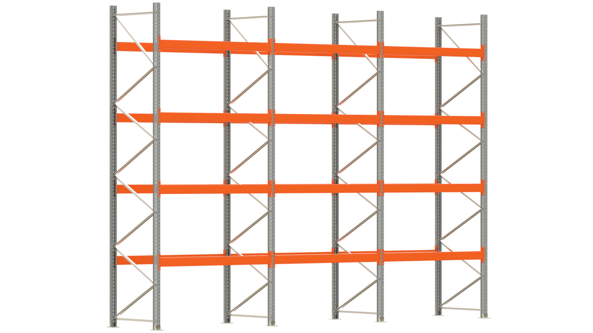 Palettenregal ARTUS - Breite 604 cm - Höhe 450 cm - Tiefe 110 cm - Fachlast 3000 kg - 30 Palettenstellplätze