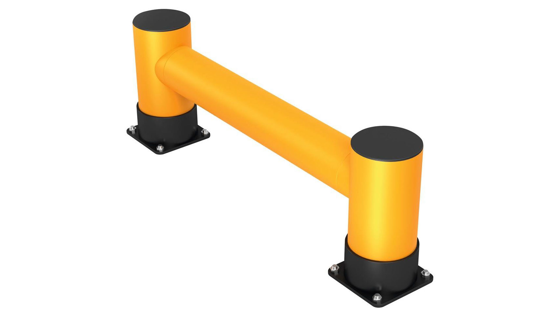 Regalendschutz, Einzelplanke, HDPE, Länge 1200 mm, Höhe 400 mm, Pollerdurchm. 180 mm, Verbindungsrohrdurchm. 140 mm, Farbe gelb