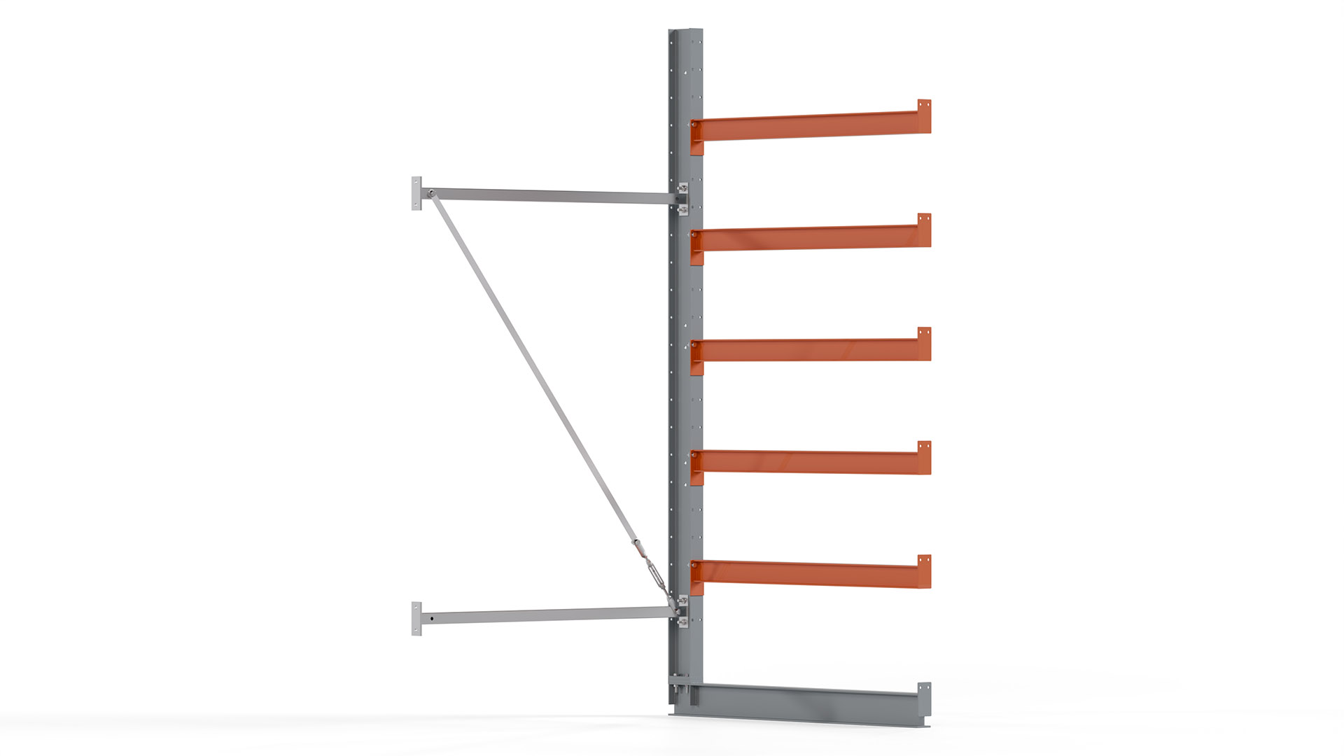 Kragarmregal KARL basic - Anbaufeld - Breite: 100 cm - Höhe: 250 cm - Tiefe: 132 cm - Traglast je Arm: 370 kg - einseitig