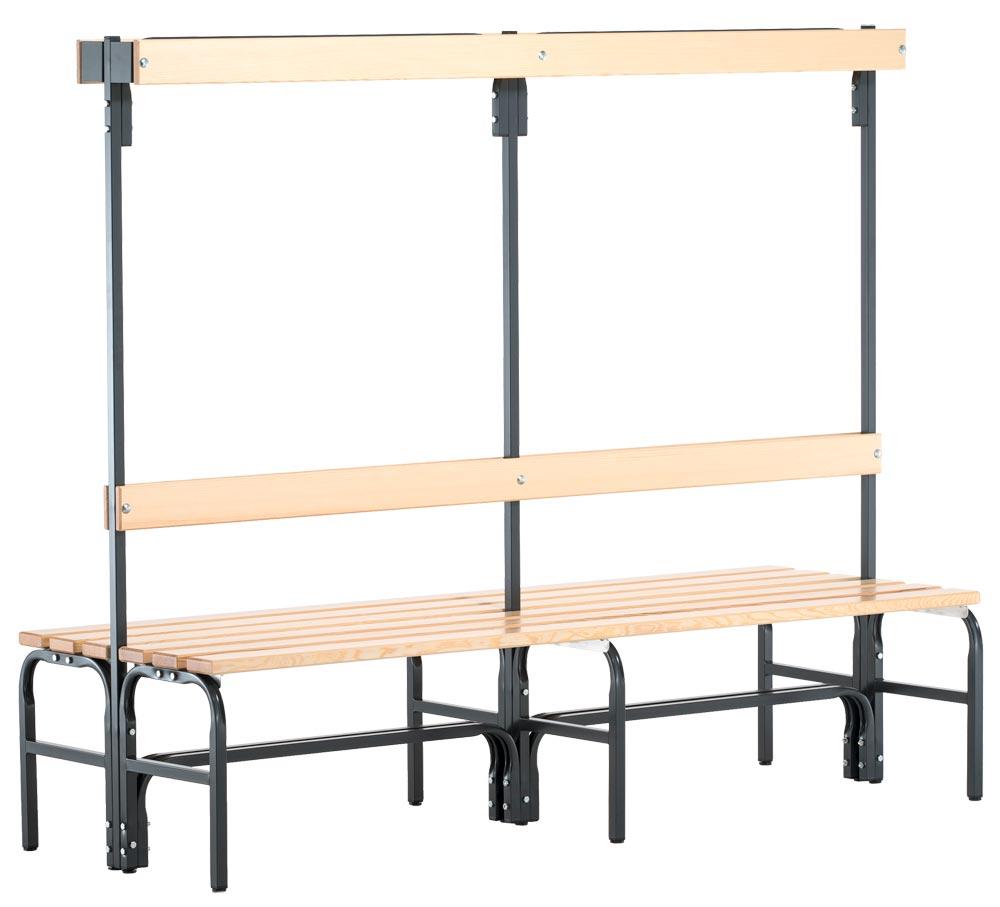 Garderobenbank, doppelseitig, Breite 200 cm, Höhe 165 cm, Tiefe 72,5 cm