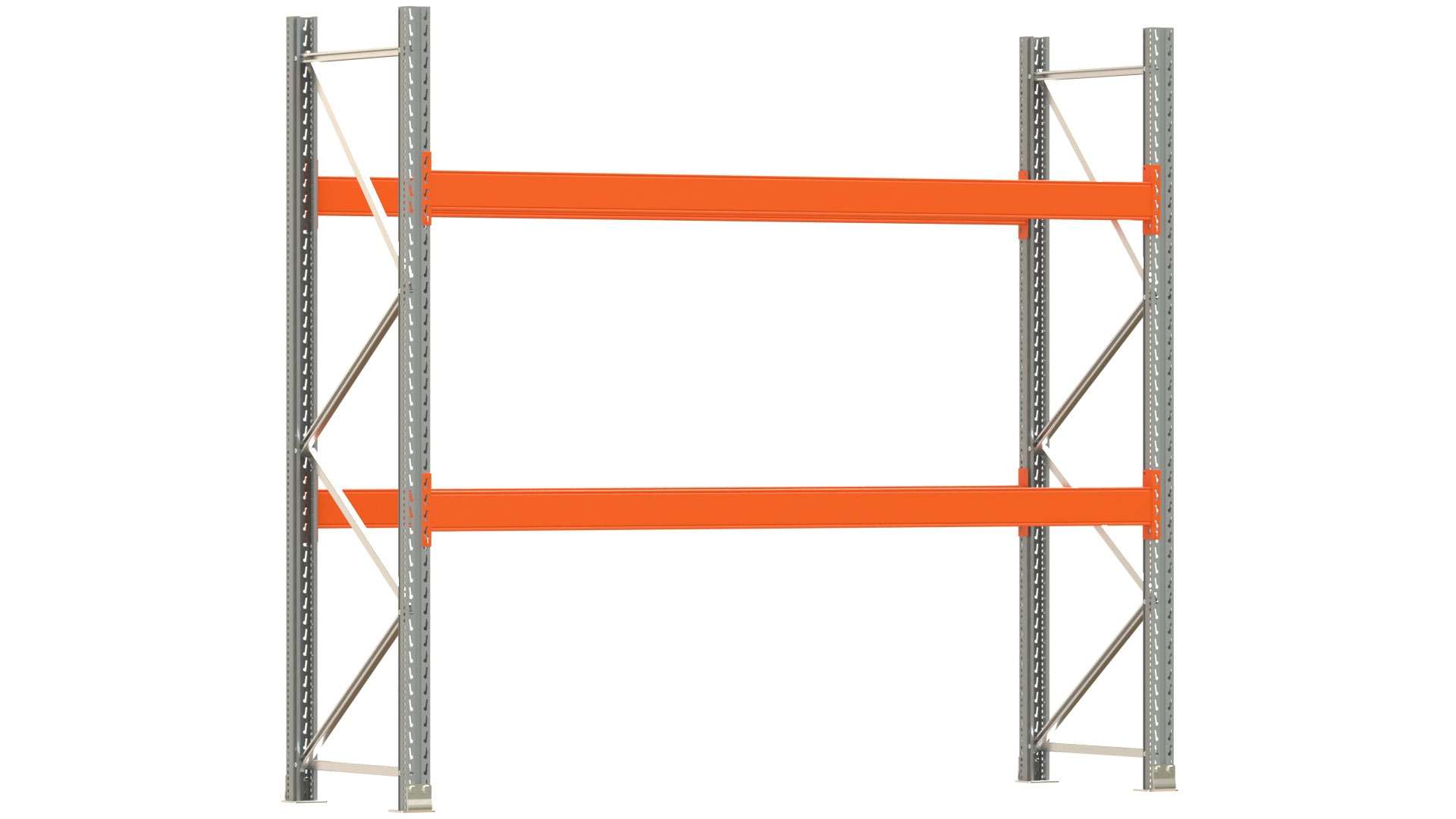 Palettenregal ARTUS - Breite 287 cm - Höhe 250 cm - Tiefe 80 cm - 2 Träger-Ebenen - Fachlast 3000 kg - 6 Palettenstellplätze