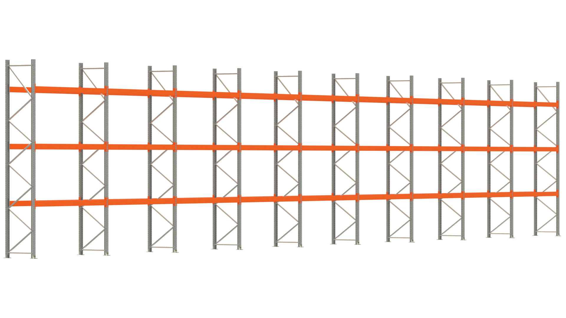 Palettenregal ARTUS - Breite 2515 cm - Höhe 450 cm - Tiefe 80 cm - Fachlast 2910 kg - 72 Palettenstellplätze