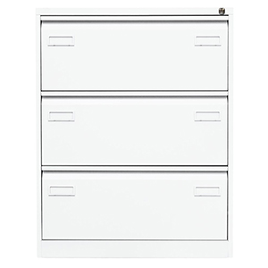 Hängeregisterschrank LIGHT, BxTxH 800x622x1016 mm, doppelbahnig, 3 Schubladen, Griffleiste, verkehrsweiß