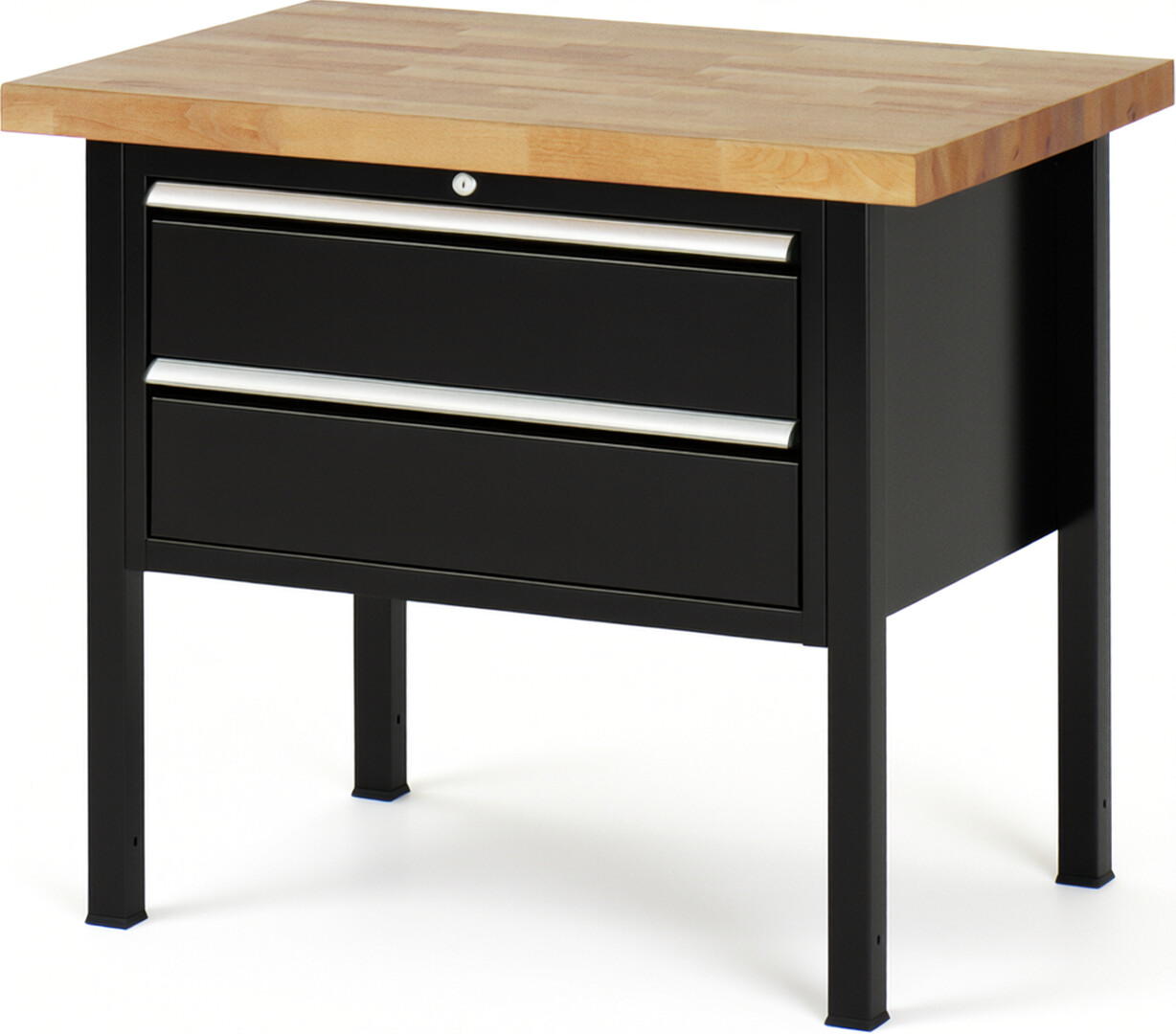 RAU Werkbank schwarz - Breite 100 cm - Tiefe 70 cm - Höhe 104 cm - Buche-Massiv Arbeitsplatte 40 mm