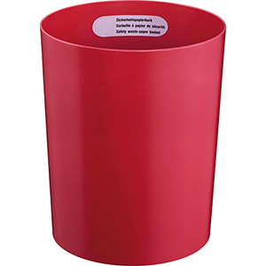 Sicherheits-Papierkorb, Kunststoff schwer entflammbar, Volumen 13 l, Durchm.xH 250x300 mm, bordeaux, VE 5 Stück