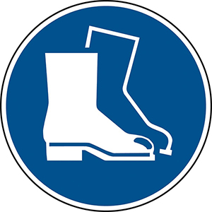 Gebotsschild, Fußschutz benutzen, Kunststoff, Durchm. 200 mm, DIN EN ISO 7010