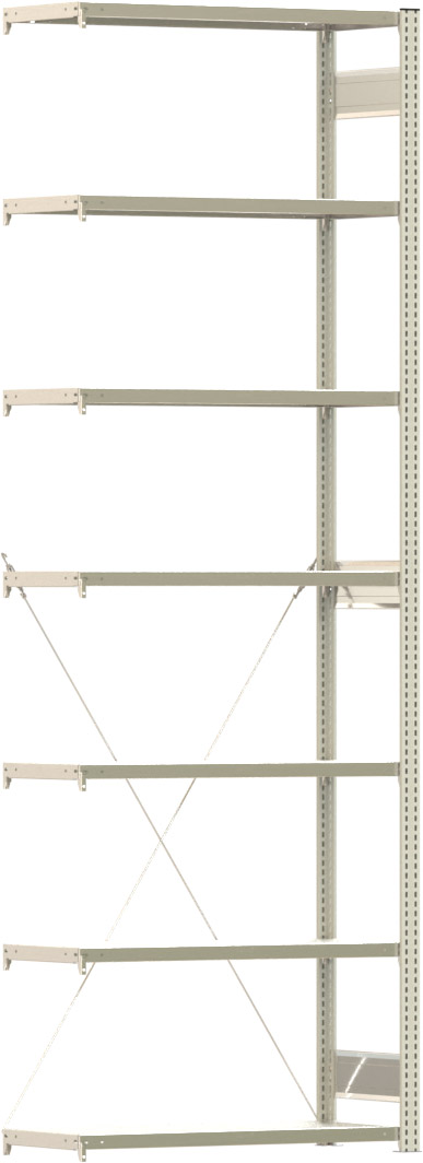 Fachbodenregal mit Tiefenriegel - 150 kg - (HxBxT) 3.000 x 1.005 x 400 mm - Anbauregal - Rahmen lichtgrau - Böden verzinkt