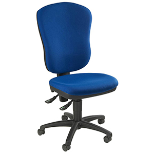 Bürodrehstuhl, Sitz-BxTxH 480x440x420-550 mm, Lehnenh. 600 mm, Permanentk., Muldensitz, royalblau