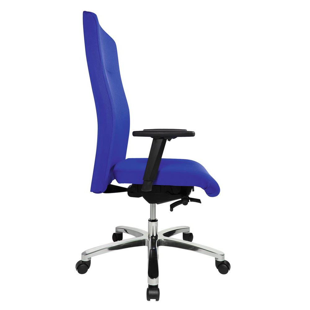 Bürodrehstuhl XL, Sitz-BxTxH 540x460x440-520 mm, Lehnenh. 700 mm, Traglast 150 kg, Punktsynchr.m., Schiebesitz, inkl. Armlehnen, blau