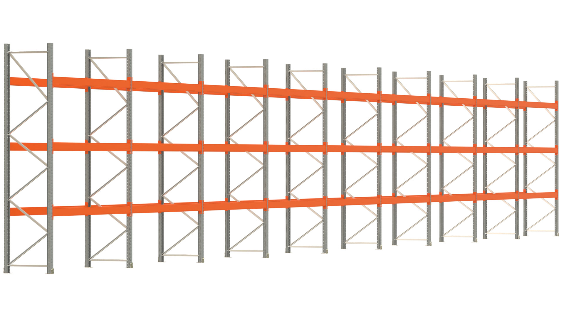 Palettenregal ARTUS - Breite 2515 cm - Höhe 350 cm - Tiefe 80 cm - Fachlast 3000 kg - 72 Palettenstellplätze