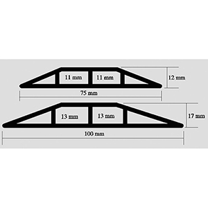 Kabelbrücke aus Kunststoff, 1,5 m lang, BxH 75x12 mm, im Set mit Klebeband, Farbe schwarz