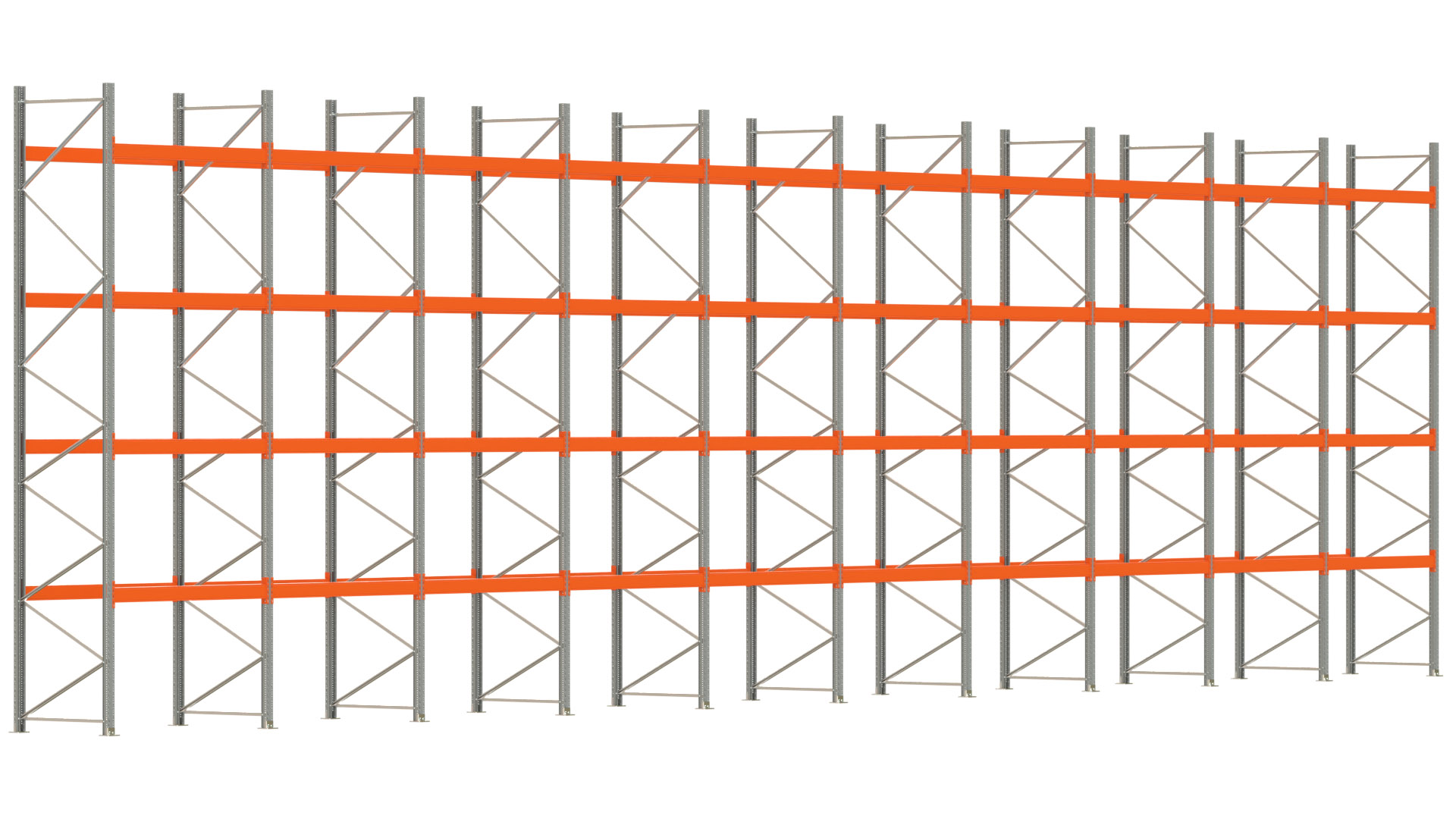 Palettenregal ARTUS - Breite 1993,5 cm - Höhe 550 cm - Tiefe 110 cm - Fachlast 3000 kg - 100 Palettenstellplätze