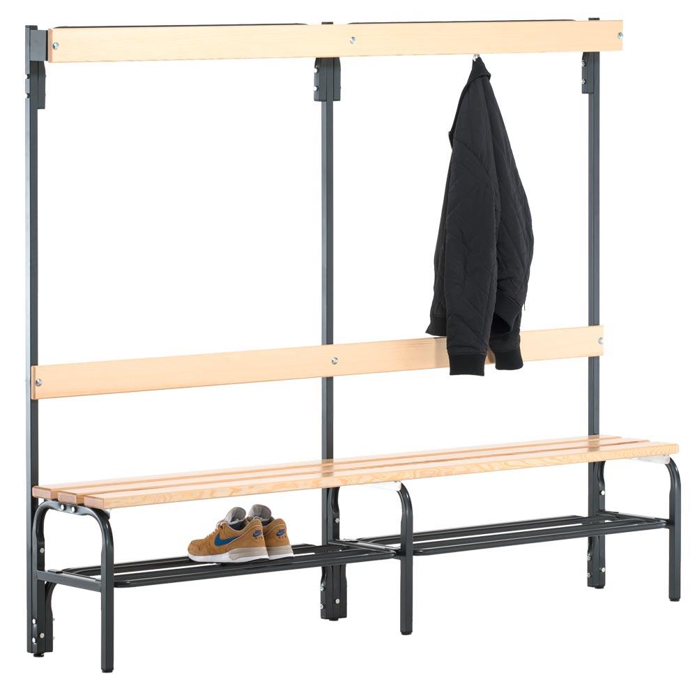 Garderobenbank, einseitig, Breite 150 cm, Höhe 165 cm, Tiefe 37,5 cm