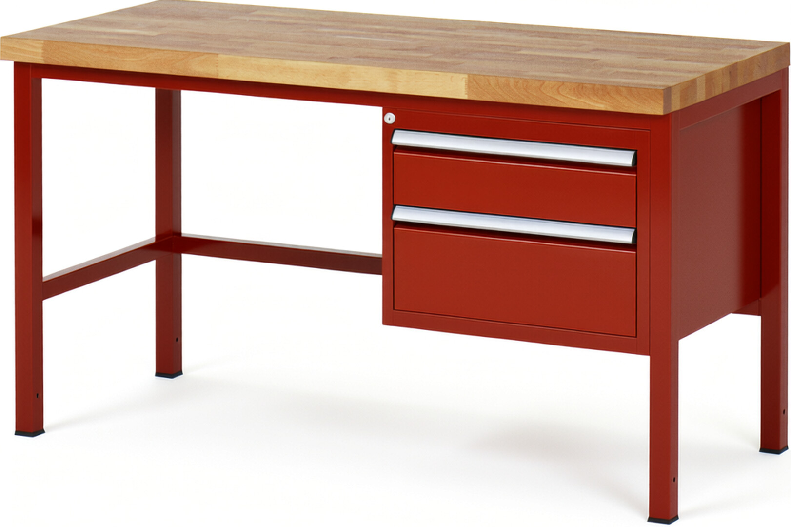 RAU Werkbank rot - Breite 150 cm - Tiefe 70 cm - Höhe 84 cm - Buche-Massiv Arbeitsplatte 40 mm