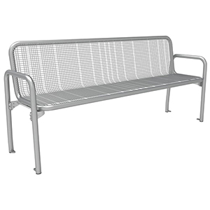 Parkbank mit Armlehne aus Stahl - Breite: 179,5 cm - Farbe: RAL 9006 weißaluminium