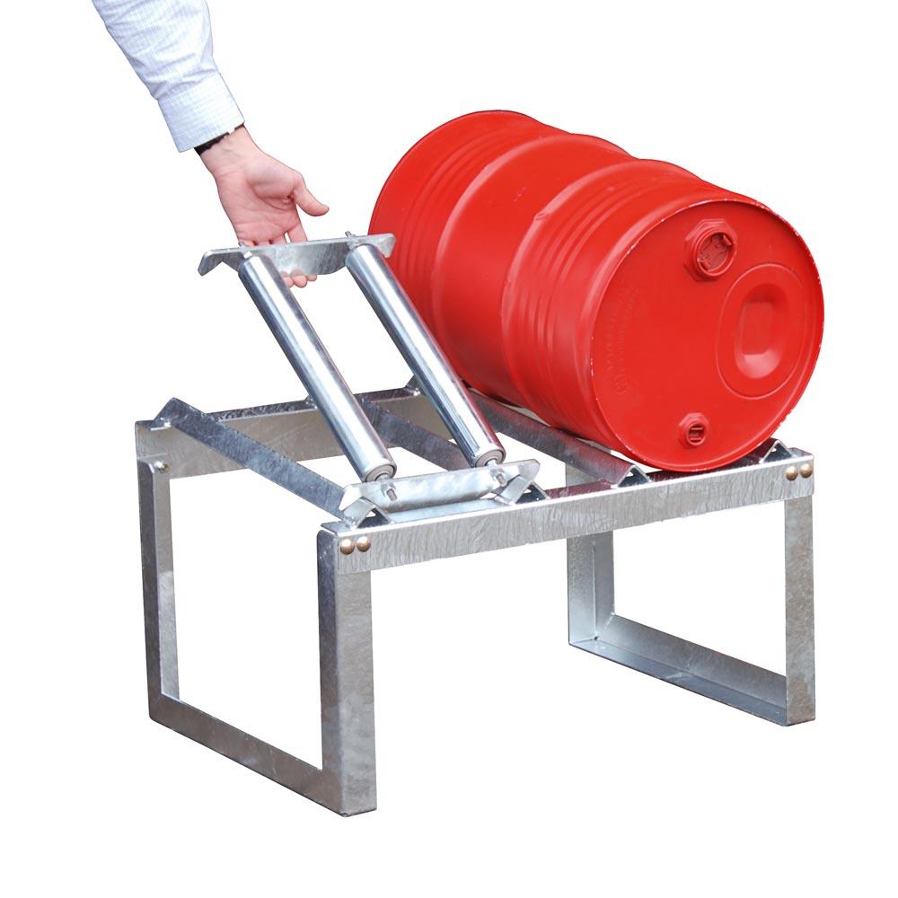 Rollenauflage, verzinkt, für 1 x 200 L Fass,BxLxH 720x320x75 mm