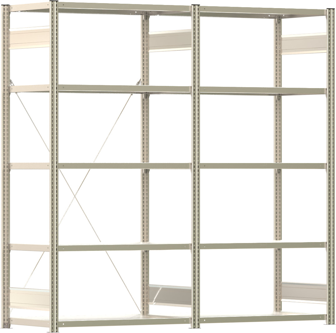 Fachbodenregal BERT - Breite: 201 cm - Tiefe: 60 cm - Höhe: 200 cm - 10 Böden - Regalreihe