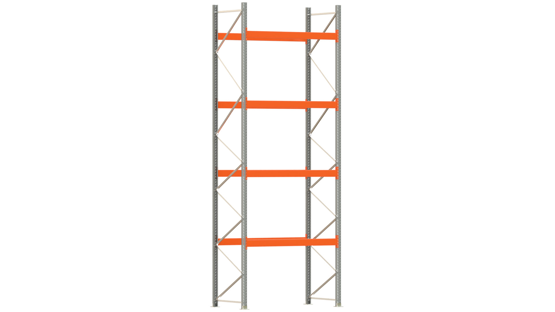 Palettenregal ARTUS - Breite 207 cm - Höhe 550 cm - Tiefe 110 cm - 4 Träger-Ebenen - Fachlast 2250 kg - 10 Palettenstellplätze