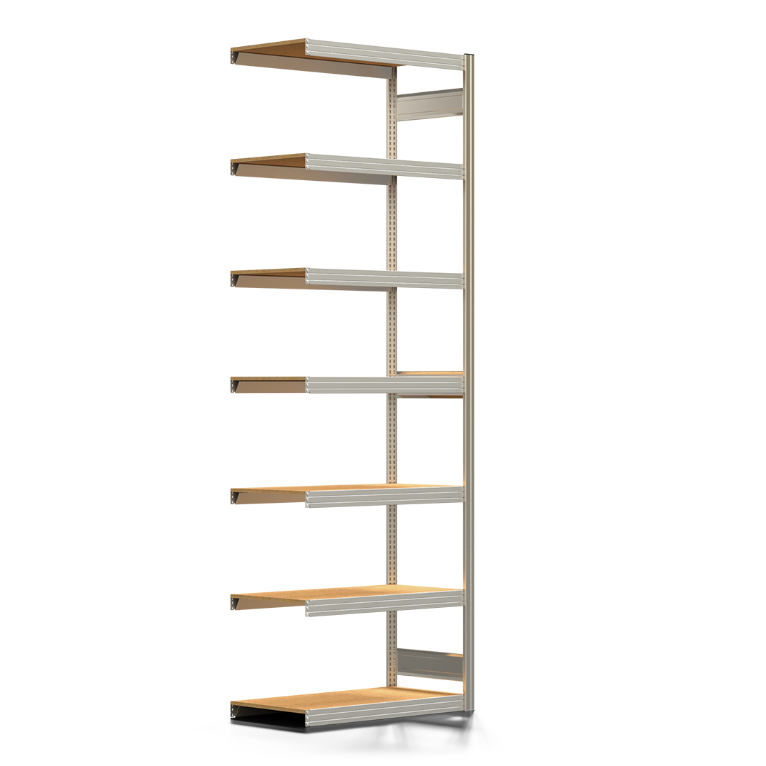 Fachbodenregal BERT - Breite: 100,5 cm - Tiefe: 50 cm - Höhe: 300 cm - 7 Böden - Anbauregal