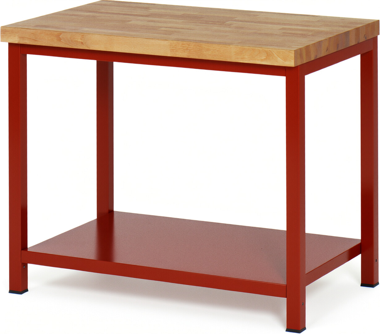 RAU Werkbank rot - Breite 100 cm - Tiefe 70 cm - Höhe 104 cm - Buche-Massiv Arbeitsplatte 40 mm