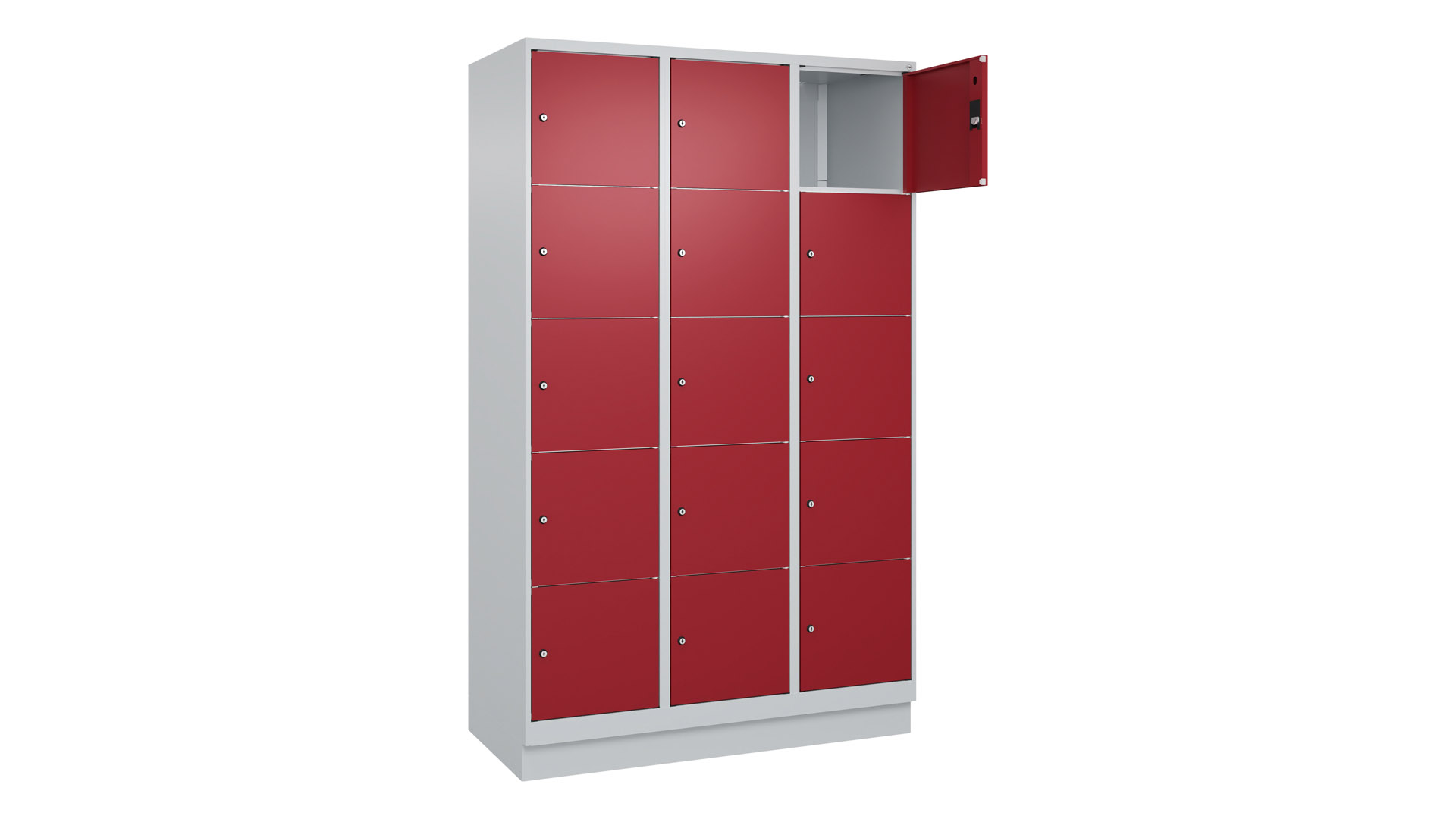 Fächerschrank, Breite 120 cm, Höhe 195 cm, Tiefe 50 cm, 15 Fächer