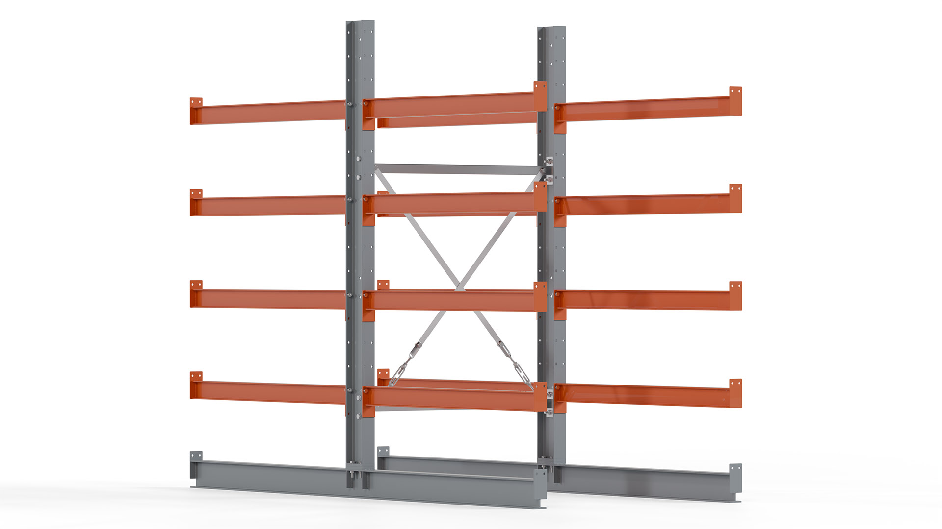 Kragarmregal KARL basic - lackiert - Breite: 100 cm - Höhe: 200 cm - Tiefe: 120 cm - Traglast je Kragarm: 370 kg - beidseitig