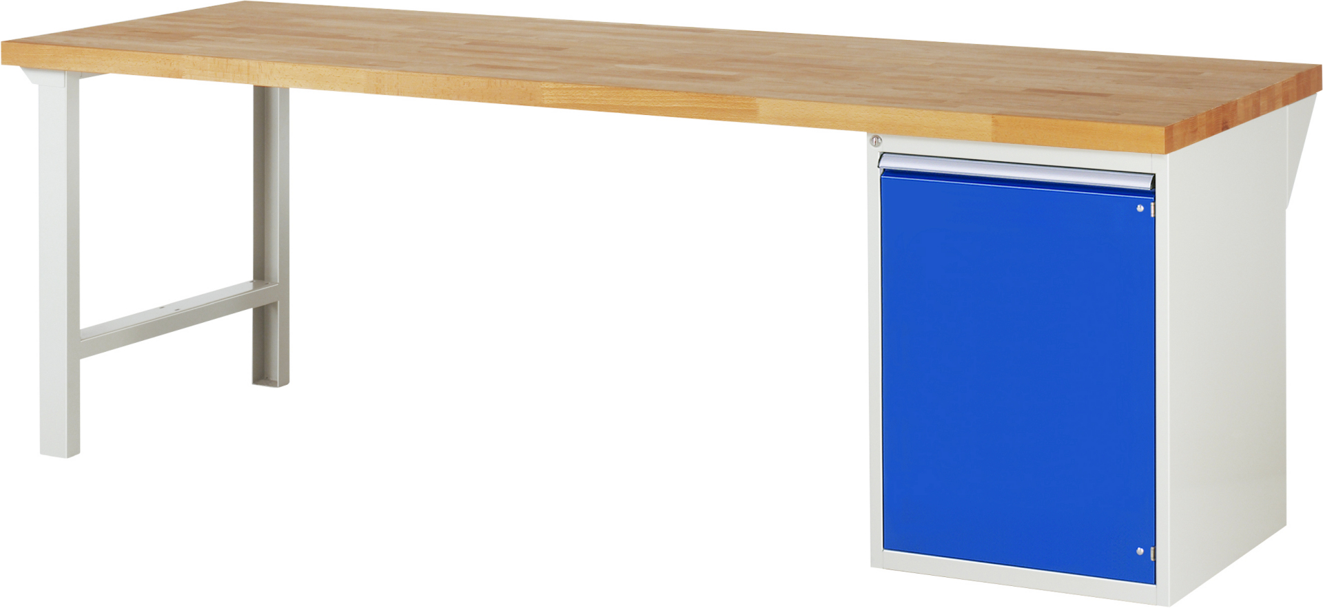 Werkbank Modell 7501 rot - schwarz, BxTxH 2500x900x840 mm,  Buche-Massiv Arbeitsplatte 40 mm