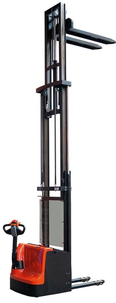 Elektrohydraulischer Stapler, mit Fahrantrieb, Traglast 2000 kg, Hubhöhe 4415 mm, inkl.  24V/210 AH Panzerplattenbatt. rot/schwarz