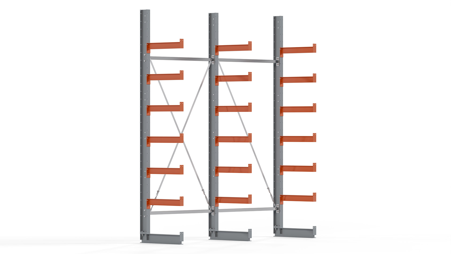 Kragarmregal KARL basic - lackiert - Breite: 256 cm - Höhe: 300 cm - Tiefe: 60 cm - Traglast je Kragarm: 730 kg - einseitig