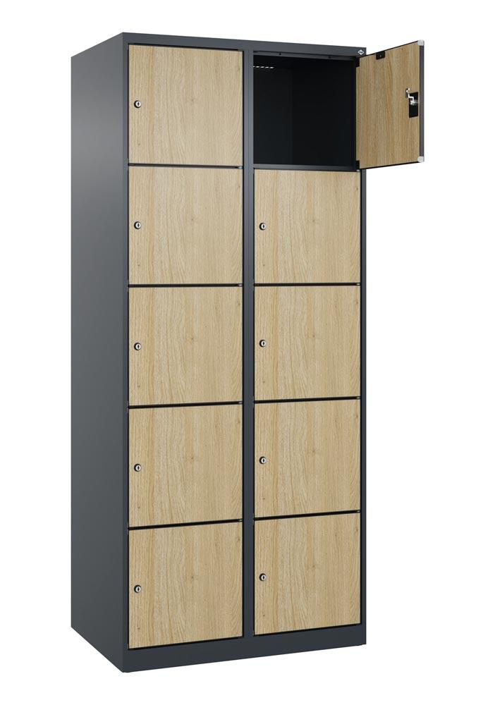 Fächerschrank mit MDF Türen, Breite 80 cm, Höhe 185 cm, Tiefe 50 cm, 10 Fächer