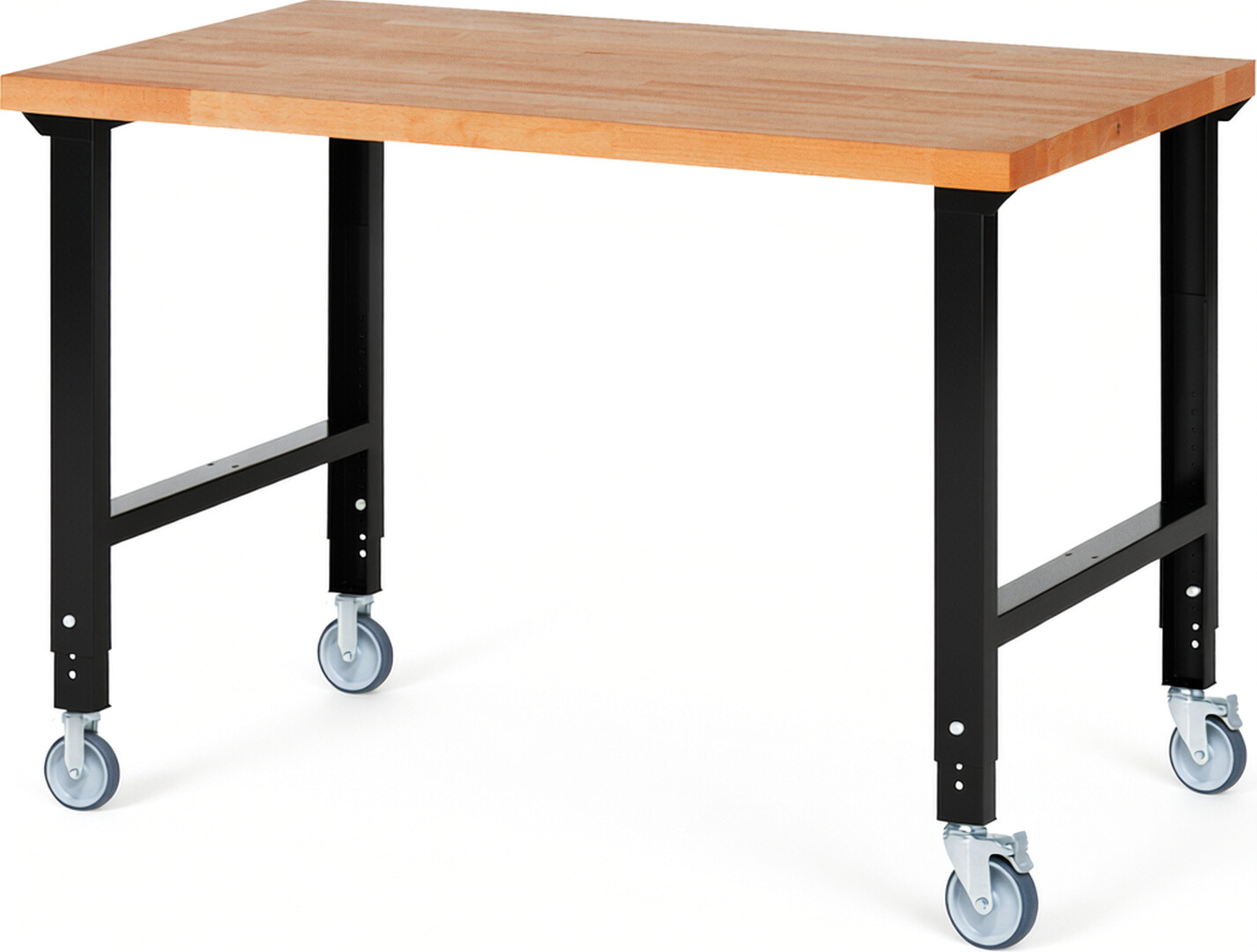 RAU Werkbank schwarz - Breite 150 cm - Tiefe 90 cm - Höhe 100 cm - Buche-Massiv Arbeitsplatte 40 mm