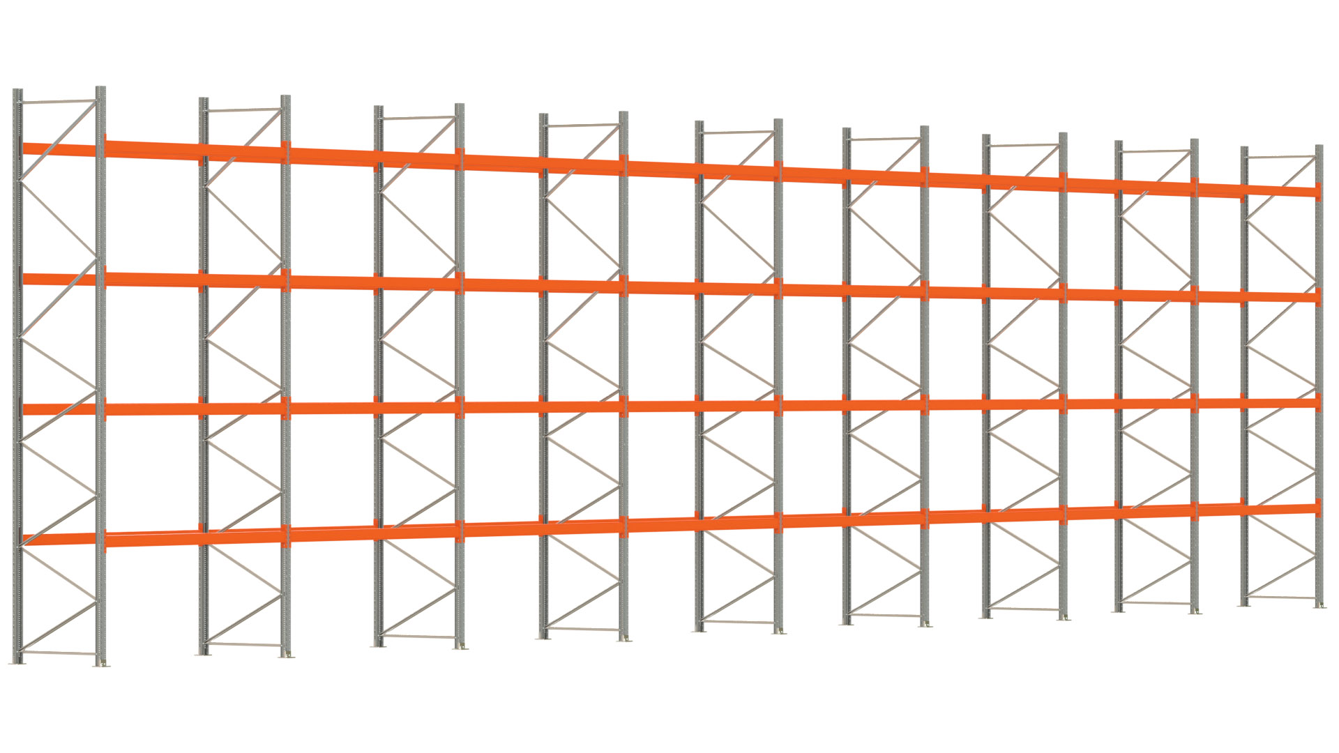 Palettenregal ARTUS - Breite 2236,5 cm - Höhe 550 cm - Tiefe 110 cm - Fachlast 2250 kg - 120 Palettenstellplätze