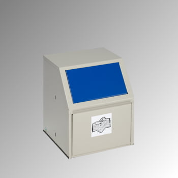 Wertstoffsammelgerät - stationär - 23 l - 500 x 400 x 400 mm (H x B x T) - Korpus kieselgrau - Einwurfklappe enzianblau - Abfallbehälter