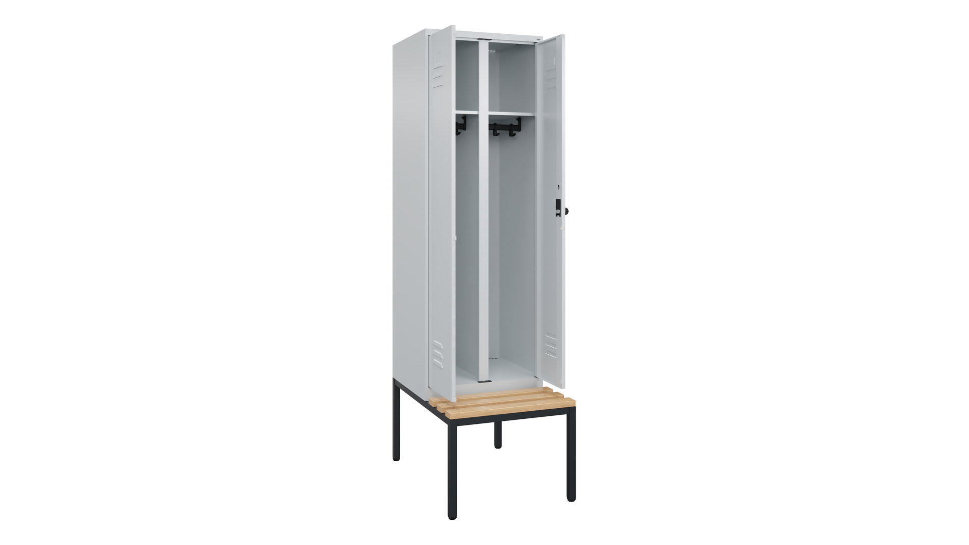 Spind - Garderobenschrank, Breite 60 cm, Höhe 212 cm, Tiefe 50 cm, 2 Abteile