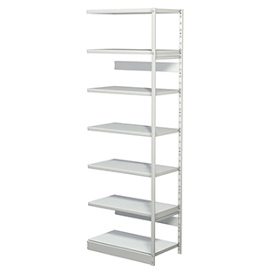 Aktenregal, Büroregal - Steckregal ohne Rückwand, Anbaufeld, 7 Fachböden, 6 OH, BxTxH 750x400x2250 mm, lichtgrau