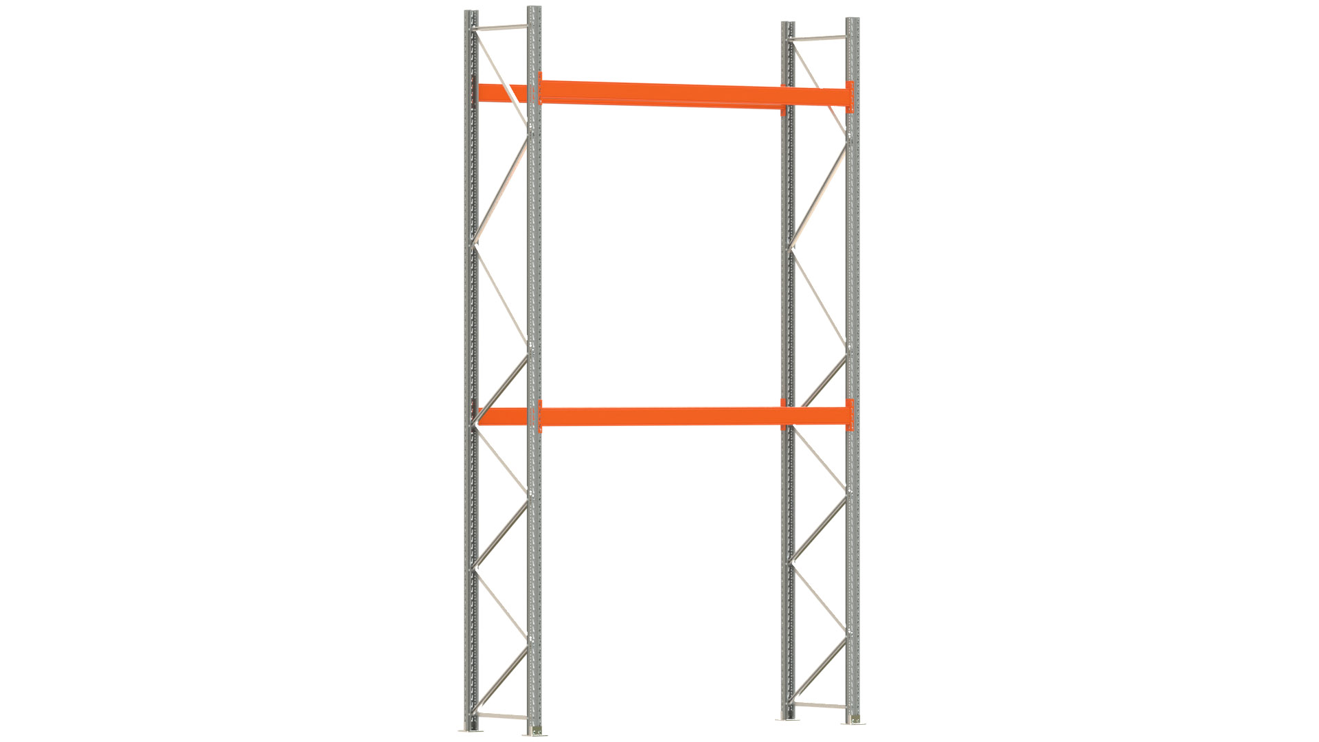 Palettenregal ARTUS - Breite 287 cm - Höhe 500 cm - Tiefe 80 cm - 2 Träger-Ebenen - Fachlast 3000 kg - 6 Palettenstellplätze