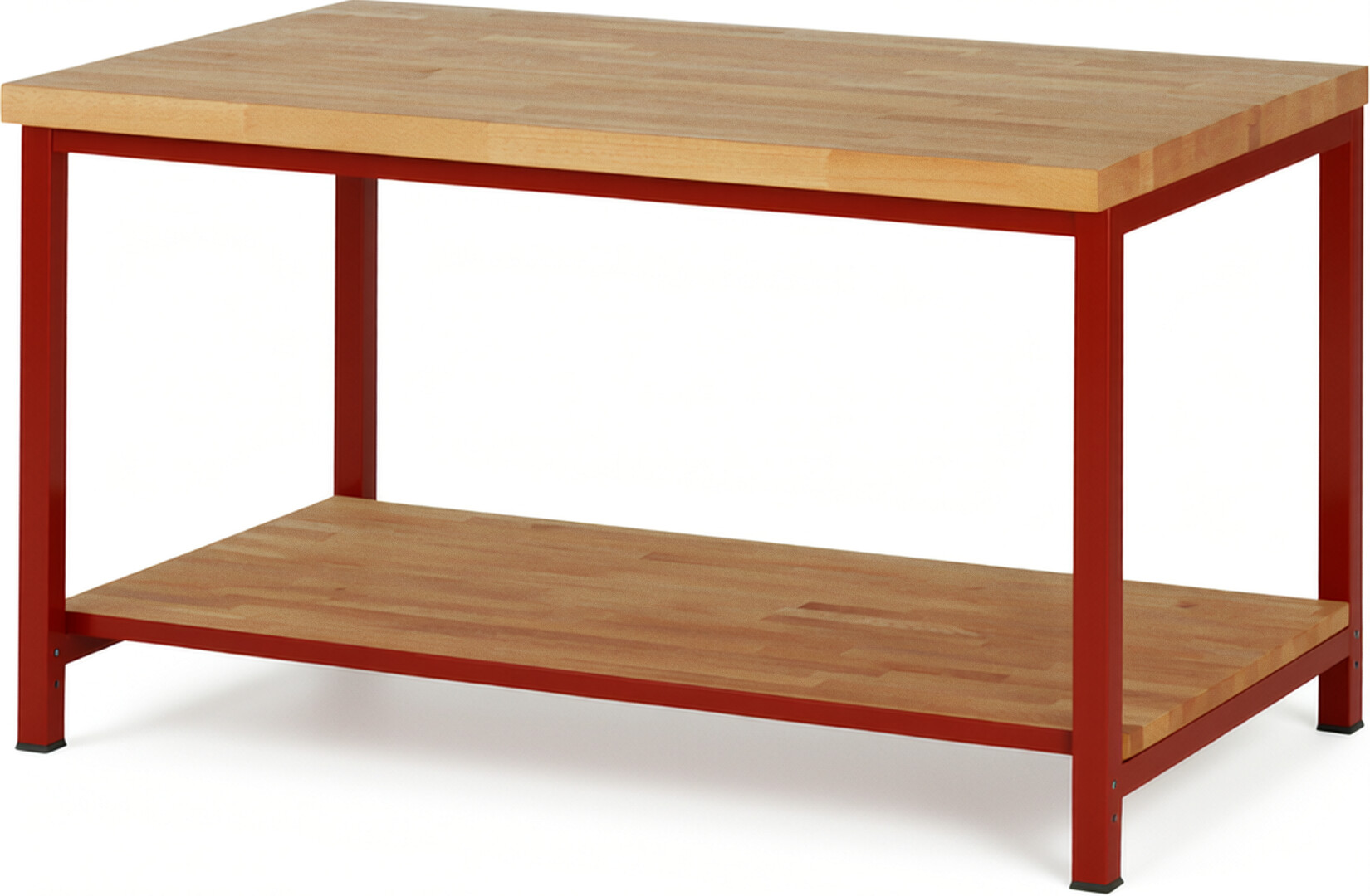 Werkbank Modell 8000 rot, BxTxH 1500x900x840-1040 mm,  Buche-Massiv Arbeitsplatte 40 mm