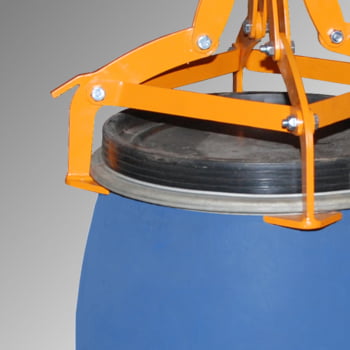 Fassgreifer - Traglast 350 kg - für stehende 120-l Kunststoff-Fässer - gelborange