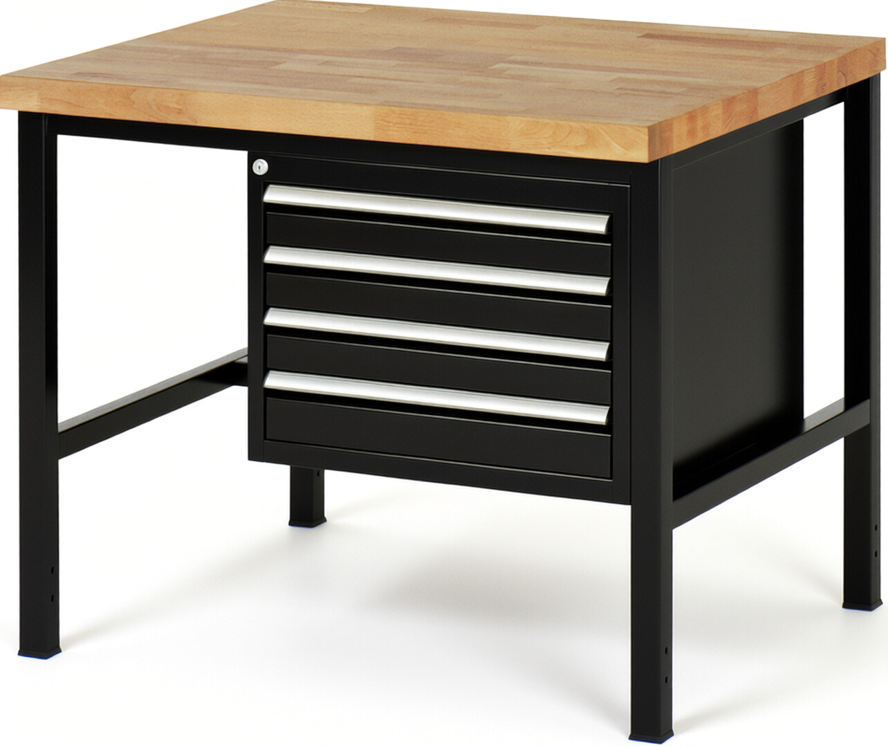 RAU Werkbank schwarz - Breite 100 cm - Tiefe 90 cm - Höhe 104 cm - Buche-Massiv Arbeitsplatte 40 mm