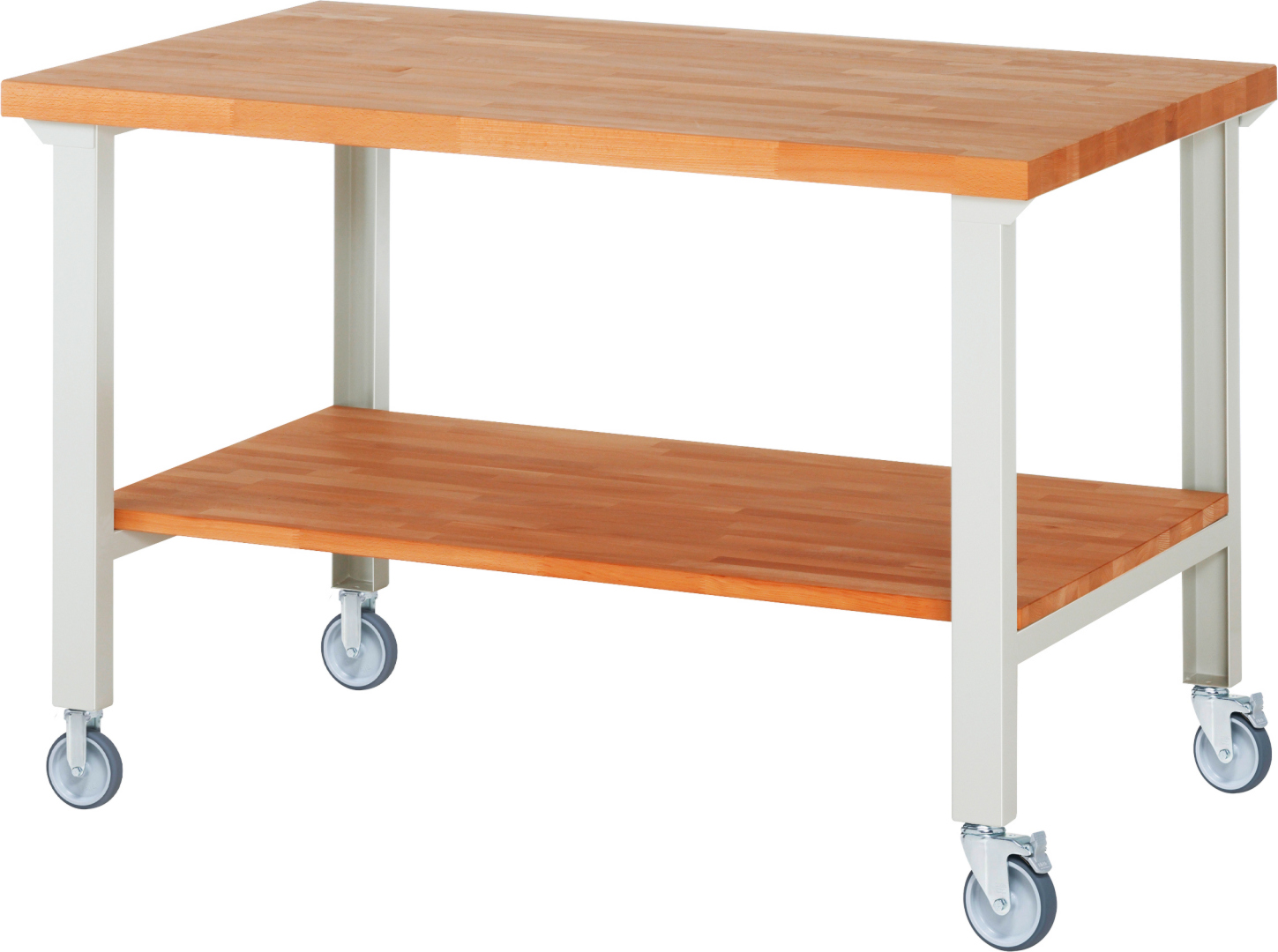 Fahrbare Werkbank Modell 7000 schwarz, BxTxH 1500x900x1000 mm,  Buche-Massiv Arbeitsplatte 40 mm