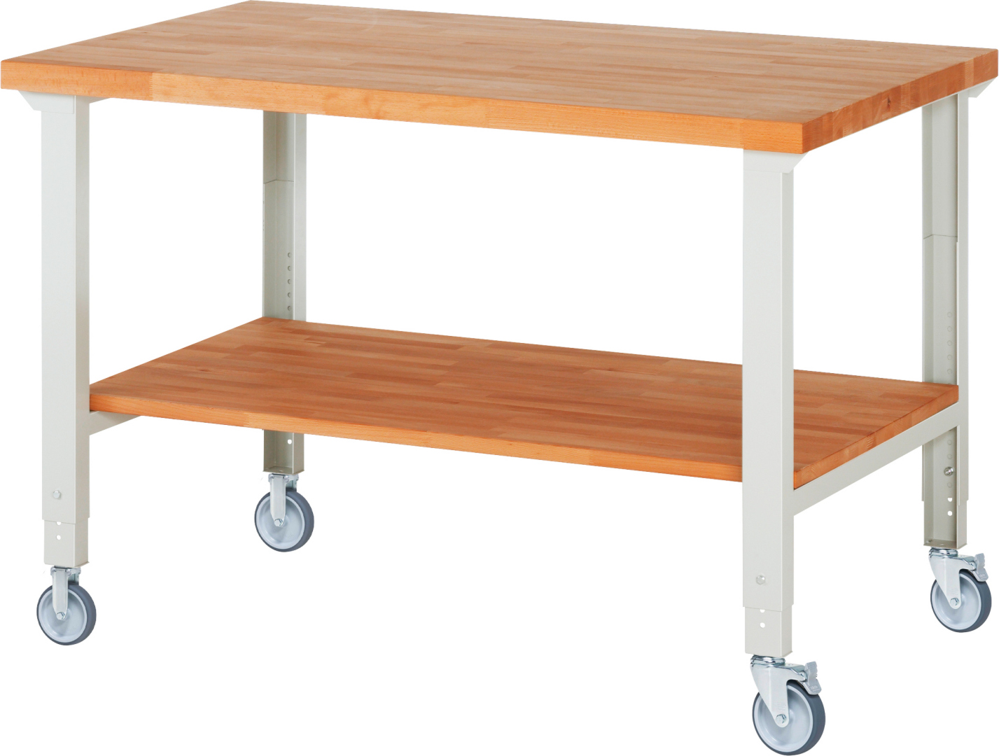 Fahrbare Werkbank Modell 7000,  BxTxH 1500x900x950-1000 mm,  Buche-Massiv Arbeitsplatte 40 mm