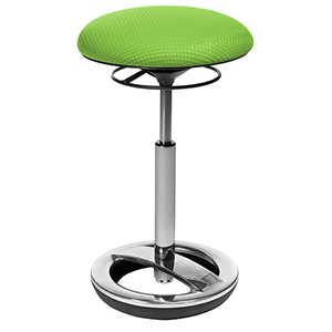 Fitness-Hocker mit Schwing-Effekt, Sitz-Durchm.xH 365x490-700 mm, Standfußring Aluminium poliert, Sitzfläche grün