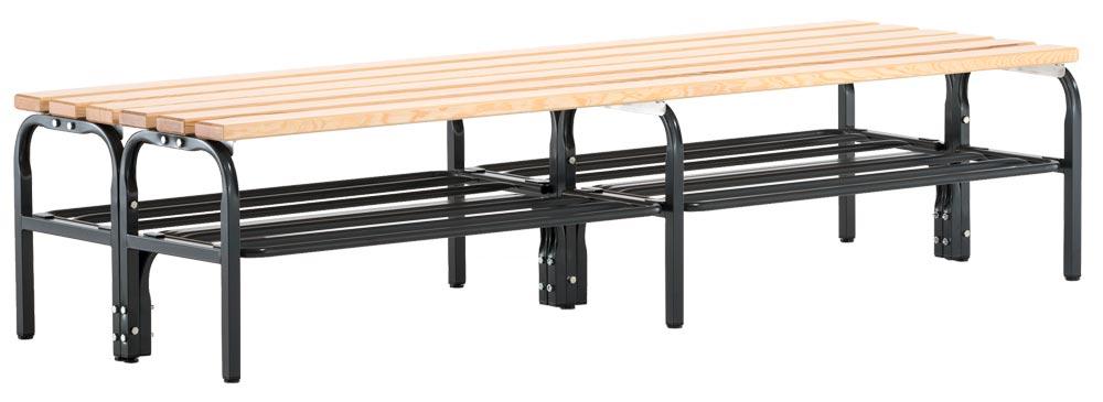 Garderobenbank, doppelseitig, Breite 150 cm, Höhe 45 cm, Tiefe 70 cm