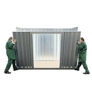 Materialcontainer, 3 Module, verzinkt, zerlegt, mit Holzfußboden, BxTxH 3050x6520x2150 mm