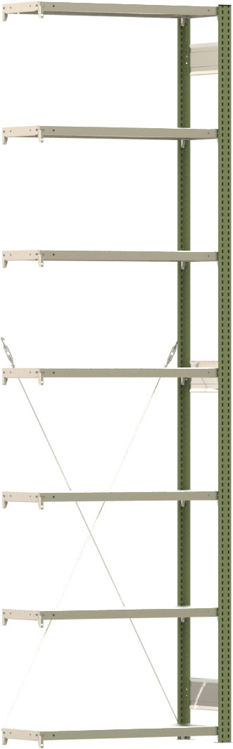 Fachbodenregal mit Tiefenriegel - 150 kg - (HxBxT) 3.000 x 875 x 300 mm - Anbauregal - Rahmen resedagrün - Böden verzinkt