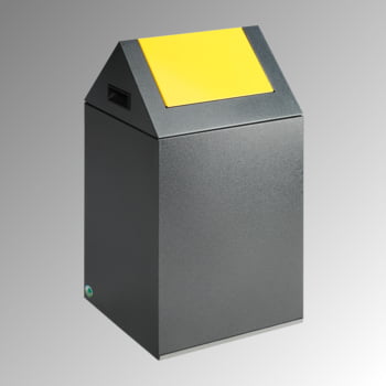 Selbstlöschender Wertstoffsammler - Kopfteil spitz - 43 l - antik-silber/gelb - Höhe 600 mm - Abfallbehälter
