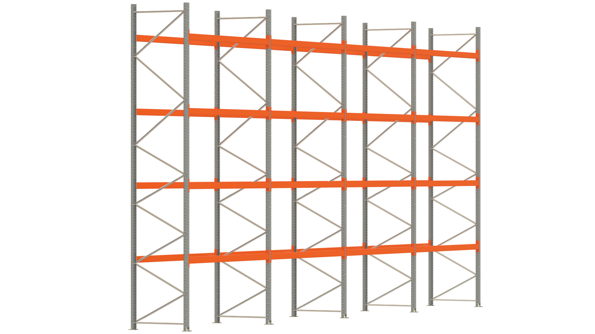 Palettenregal ARTUS - Breite 1122,5 cm - Höhe 550 cm - Tiefe 110 cm - Fachlast 2000 kg - 60 Palettenstellplätze