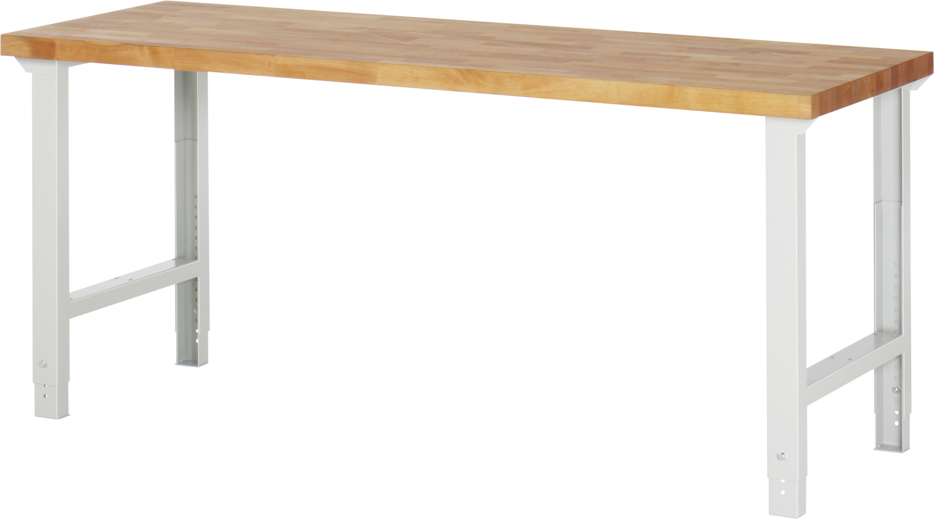 Werkbank Modell 7000 rot, BxTxH 2000x700x790-1140 mm,  Buche-Massiv Arbeitsplatte 40 mm