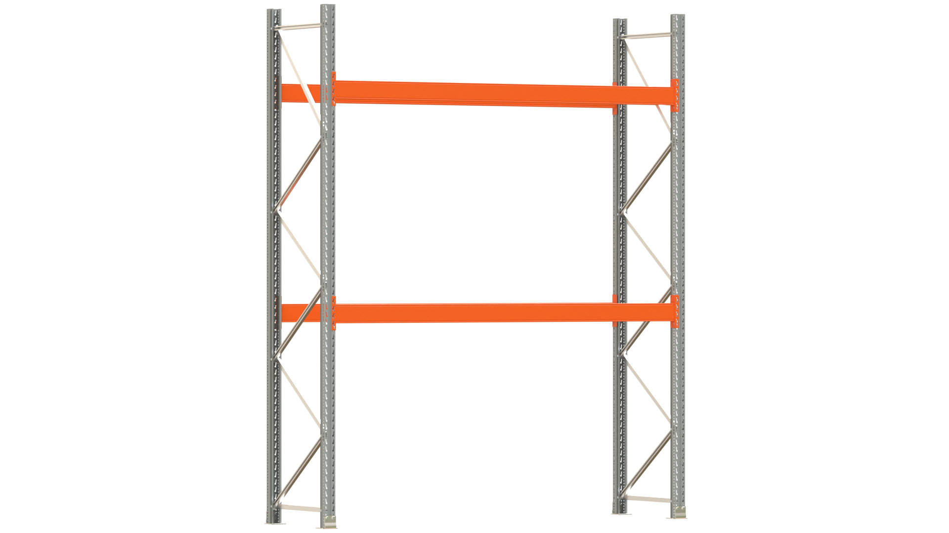 Palettenregal ARTUS - Breite 287 cm - Höhe 350 cm - Tiefe 80 cm - 2 Träger-Ebenen - Fachlast 3000 kg - 6 Palettenstellplätze